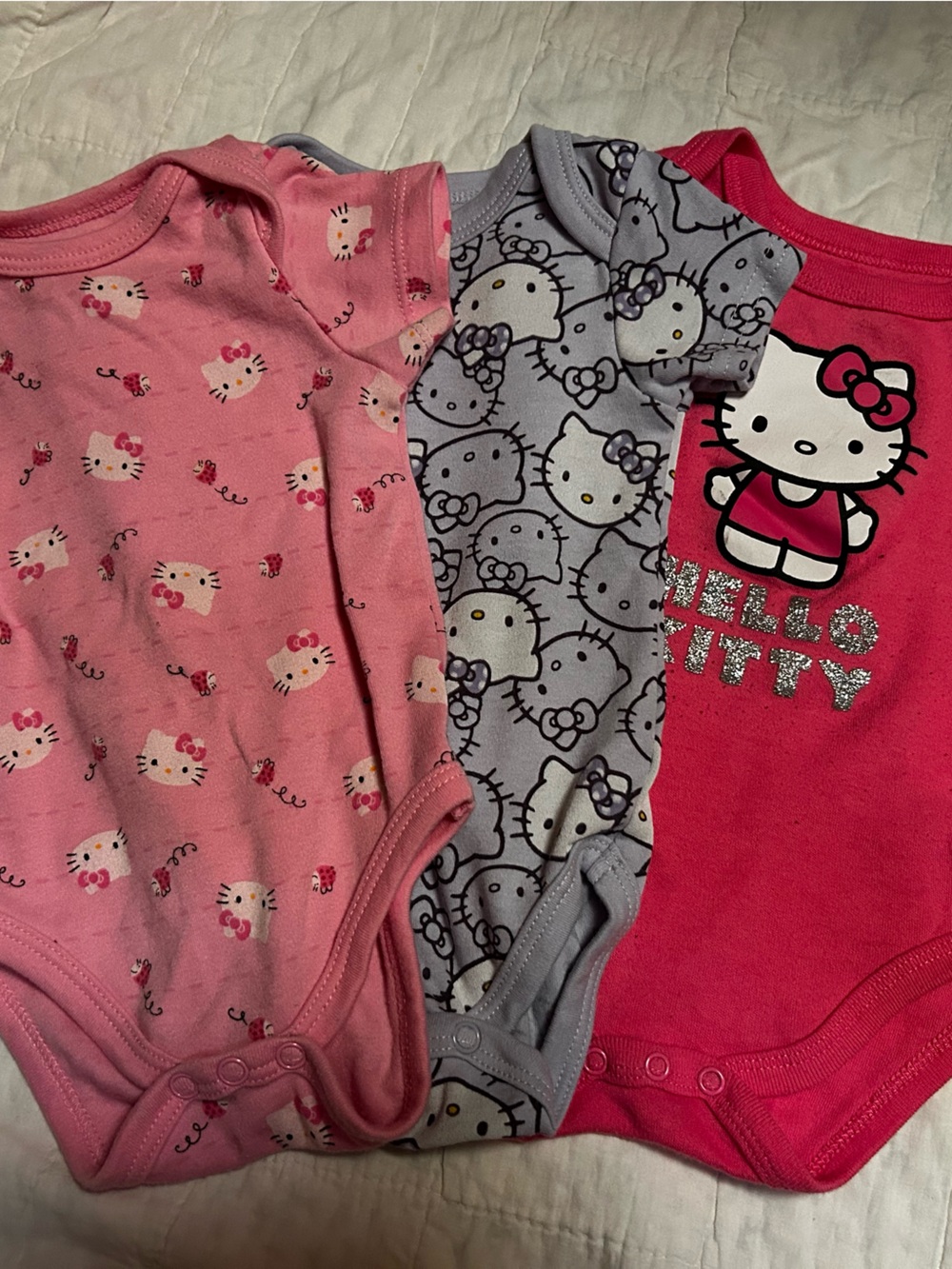 Hello Kitty by Sanrio Baby Bodysuit Bundle Set of 3, Size 9M